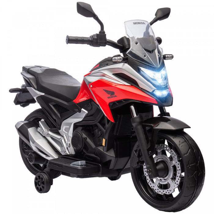 Qaba Honda Licensed 12v Electric Motorcycle, Battery Powered Ride-On Ride On Motorbike For Kids With Headlights Music Training Wheels, For 3-6 Years, Red