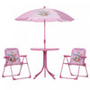 Outsunny Kids Folding Picnic Table And Chair Set Pattern Outdoor Garden Patio Backyard With Removable & Height Adjustable Sun Umbrella Pink
