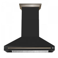 Forno Aria 48 Inch Wall-Mounted Black Range Hood-FRHWM5095-48BLK 
