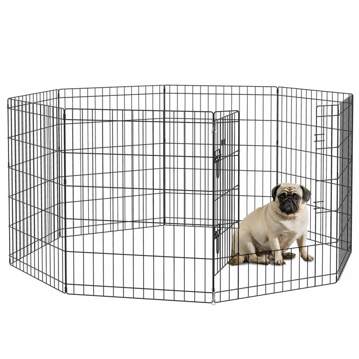 Pawhut Dog Playpen Puppy Play Pen, Pet Exercise Fences For Outside Indoor, Foldable Dog Kennel, 30\"h