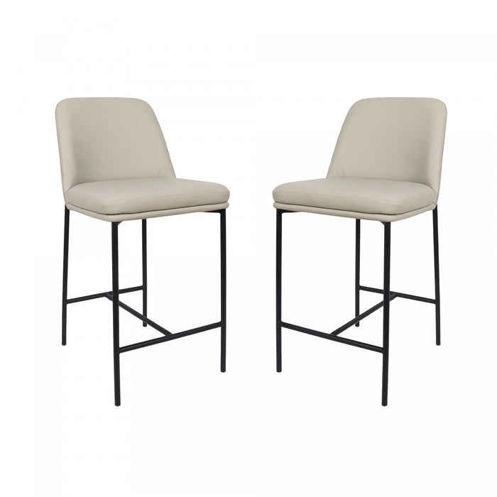 Loft Contemporary Vegan Leather Metal Counter Stool in Stone Gray - Set of 2