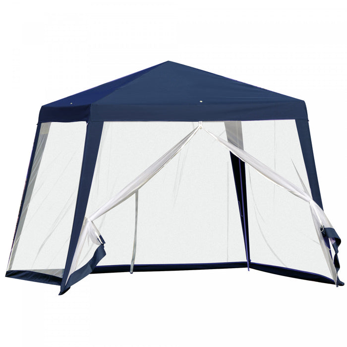 Outsunny 10x10ft Party Tent Canopy With Netting, Patio Screen House Slant Leg Outdoor Gazebo Sun Shade Shelter, Blue