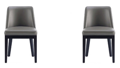 Manhattan Comfort Set of 2 Gansevoort Modern Faux Leather Dining Chairs - Pebble Grey|Ensemble 2 chaises de salle à manger modernes Gansevoort de Manhattan Comfort en similicuir - gris galet