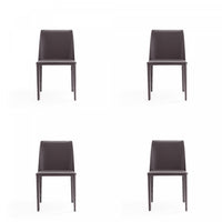 Paris Modern Vegan Leather Dining Chair in Gray - Set of 4
