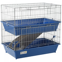 Pawhut Metal Small Animal Cage, 2-tier Guinea Pig Cage With 2 Doors, Platforms, Wide Ramp, Dish And