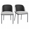 Olivia Set of 2 Modern Dining Chair with Slanted Legs and Adjustable Feet,Black&Gray