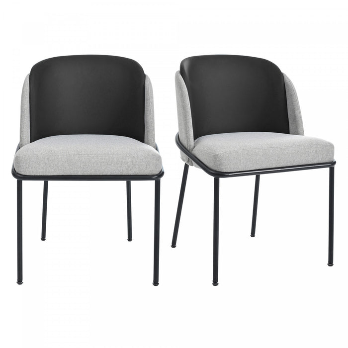Olivia Set of 2 Modern Dining Chair with Slanted Legs and Adjustable Feet,Black&Gray