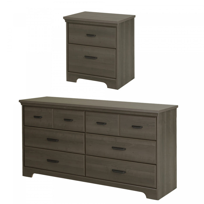 Versa 6-drawer Dresser And Nightstand Set - Gray Maple