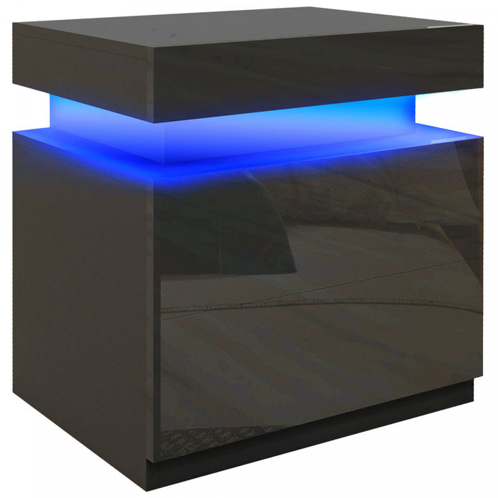 HOMCOM Nightstand, Side Table w/ LED Lights, for Bedroom