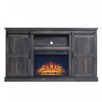 Myrtle Modern Farmhouse 2-Piece Electric Fireplace in Black and Antique Brown