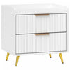 HOMCOM Bedside Table, Nightstand with 2 Drawers for Bedroom, White
