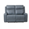 Bellamy 58 in. Leather Match Power Reclining Loveseat with Adjustable Headrest and USB - Blue