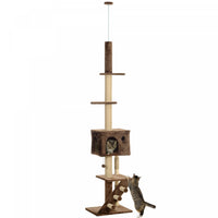 Pawhut Floor To Ceiling Cat Tree For Large Cats Adult, Cat Tower Adjustable Height 89