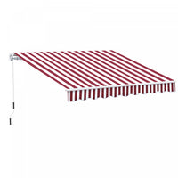 Outsunny 10' X 8' Retractable Awning Shelter W/ Crank, Wine Red Stripe