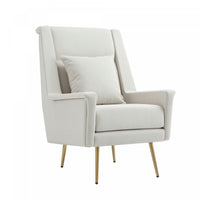 Vista Mid-Century Modern Metal Upholstered Lounge Chair in Ecru