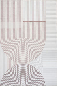 Aqua Circles Washable Non-slip Low Pile Area Rug 5'x7' 