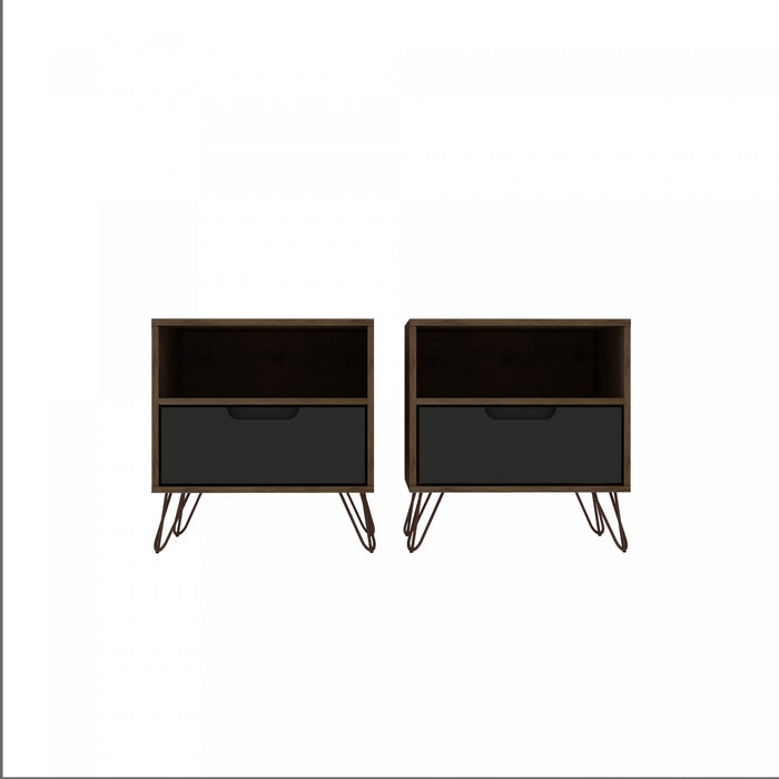 Rockefeller Mid-Century Modern 20\" Nightstand in Gray (1-Drawer) - Set of 2