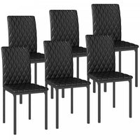HOMCOM Dining Chairs Set of 6, Faux Leather Accent Chairs, Black