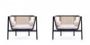 Versailles Industry Chic Cane Wood Accent Armchair in Cream - Set of 2