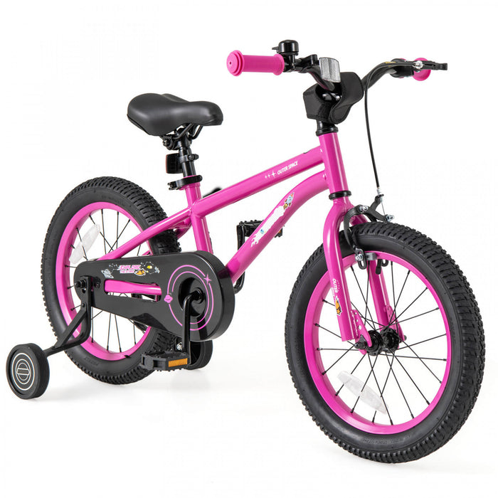 Costway 16-inch Kid's Bike For 4-7 Years Old With Adjustable Saddle & Anti-slip Handlebar Pink