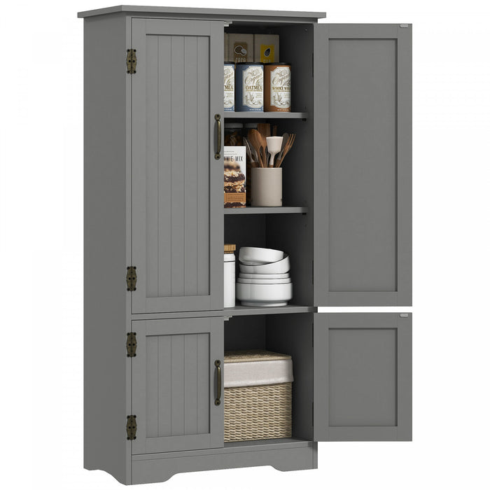 HOMCOM 48\" Kitchen Pantry, Kitchen Storage Cabinet with Shelves, Grey