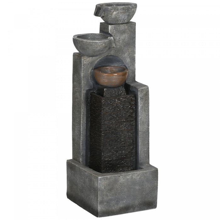 Outsunny 5-tier Outdoor Fountain W/ Led Lights, Resin Waterfall Fountain