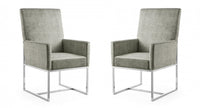 Element Modern Velvet Metal Dining Chair in Steel - Set of 2