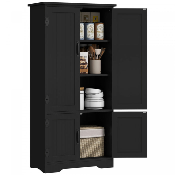 HOMCOM 48\" Kitchen Pantry, Kitchen Storage Cabinet with Shelves, Black