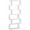 HOMCOM 6 Tier Wooden Bookcase S Shape Display Unit Divider Home Office White