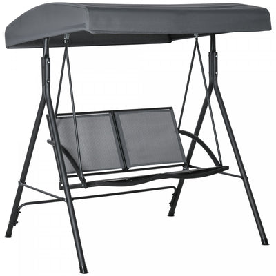 Outsunny 2-Seat Patio Swing Chair, Outdoor Porch Swing Glider, Dark Grey