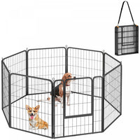 PawHut 8 Panels Dog Playpen, Portable Heavy Duty Pet Fence with Door & Strap, 31.5