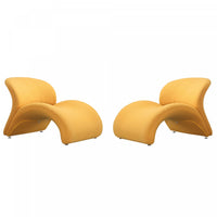 Rosebud Modern Wool Blend Accent Chair in Yellow - Set of 2