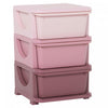 Qaba Kids Toy Storage Organizer With 3 Plastic Bins, 3 Tier Drawer Chest Utility For Kids Bedroom Nursery Kindergarten Living Room For Boys Girls Toddlers, Pink