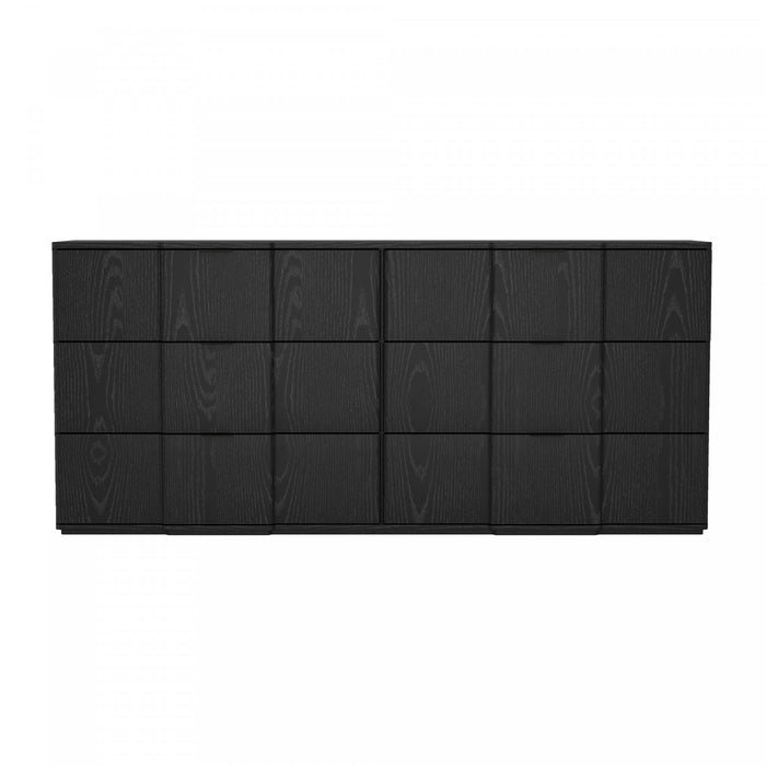 Clive Mid-Century Modern 72\" Dresser in Black (6-Drawer)