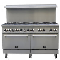 FORNO Commerciale 60 Inch Stainless Steel Gas Range, 10 Burners, 300,000 BTU Total - FCMGR0093-60