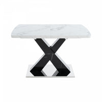 Liam Modern Rectangle Stretchable Dining Table with X-Shape Legs and Metal Base,Black