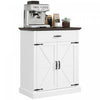 HOMCOM 30\" Farmhouse Sideboard Buffet Cabinet with 2 Barn Doors White