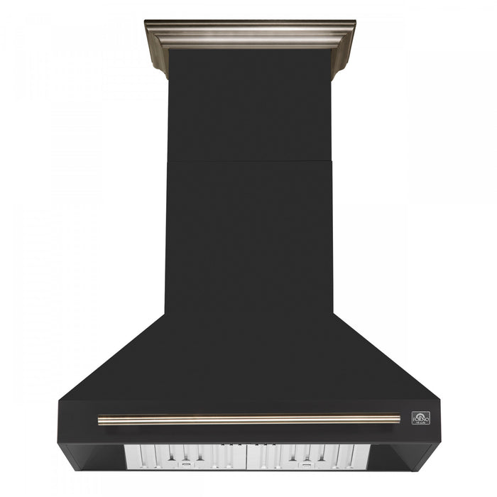 Forno Aria 36 Inch Wall-Mounted Black Range Hood-FRHWM5095-36BLK