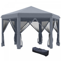 Outsunny 12.5' Pop Up Gazebo Hexagonal Canopy Tent Outdoor Shelter Pavilion Sun Protection With Mesh