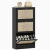 HOMCOM Rattan Shoe Storage Cabinet Organizer with 3 Flip Drawers
