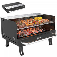 Outsunny Charcoal BBQ Grill, Portable Barbecue Grill with Adjustable Grates, Foldable Legs and Side Shelf for Camping Hiking Picnic Travel Garden Outdoor Cooking, Black