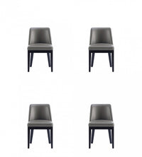 Gansevoort Modern Wood Vegan Leather Dining Chair in Graphite - Set of 4
