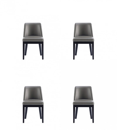 Gansevoort Modern Wood Vegan Leather Dining Chair in Graphite - Set of 4 | Chaise de salle a manger moderne Gansevoort en bois et cuir vegetalien graphite - Lot de 4