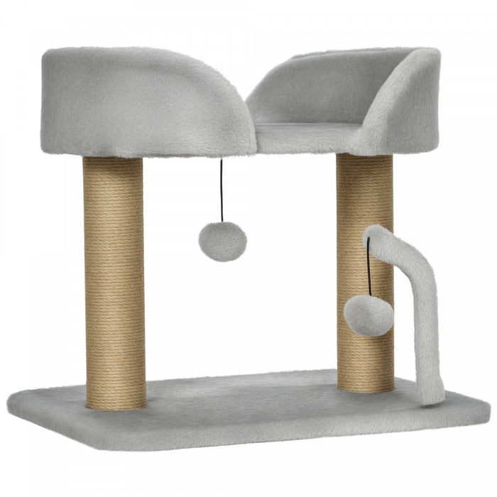 Pawhut Cat Tree, 16.5\" Small Cat Tower Condo For Indoor Cats With Jute Scratching Posts, Top Perch, Dangling Balls, Cat Activity Centre, Grey