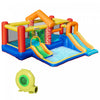 Outsunny 4 In 1 Kids Bounce House Castle-themed Large Double Slides & Trampoline Inflatable Pool With Carry Bag Air Blower