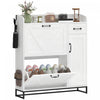 HOMCOM Shoe Cabinet, Farmhouse Shoe Storage Cabinet with Side Cabinet White