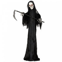 HOMCOM 6FT Life Size Halloween Animatronic Grim Reaper Halloween Decoration