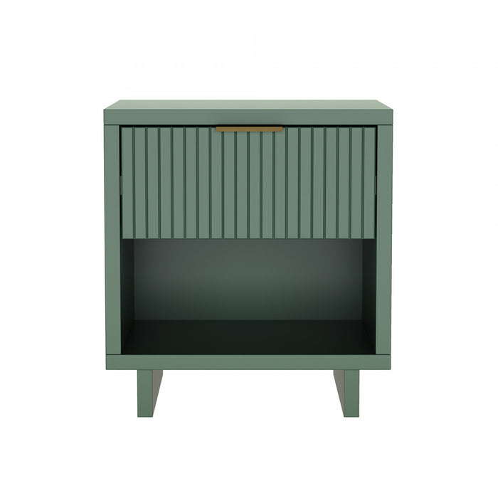 Elara Contemporary 18\" Solid Wood Nightstand in Sage Green (1-Drawer)