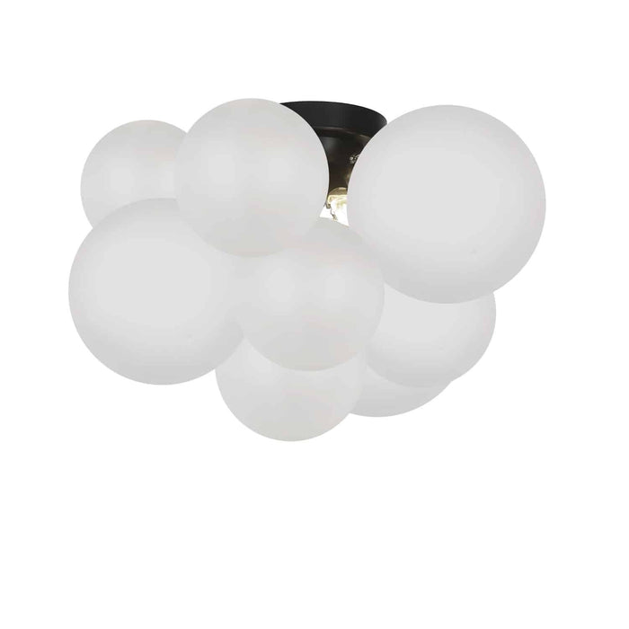 Dainolite Miles 3 Light Flush Mount Matte Black Frosted Glass Lamp