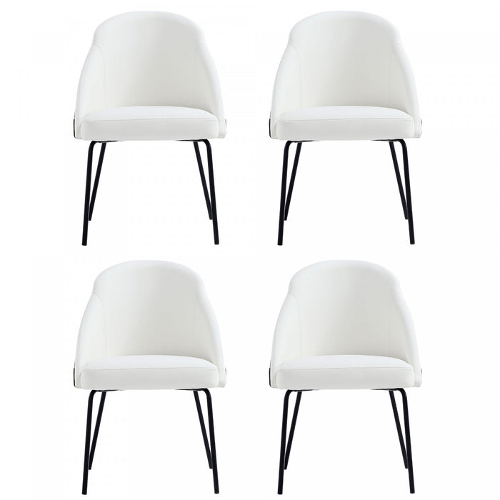 Gracie Modern Vegan Leather Metal Dining Chair in White and Black - Set of 4